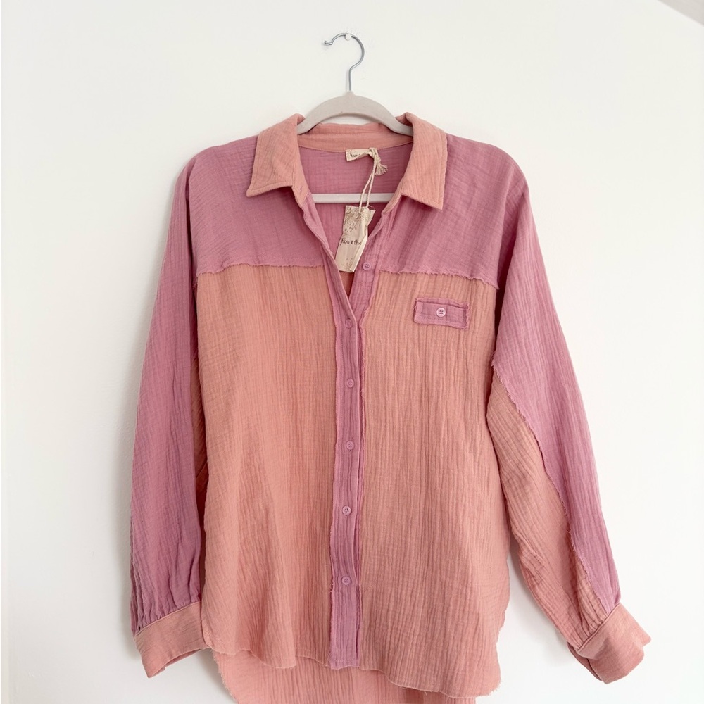 NWT Hem & Thread Pink Button Down Shirt